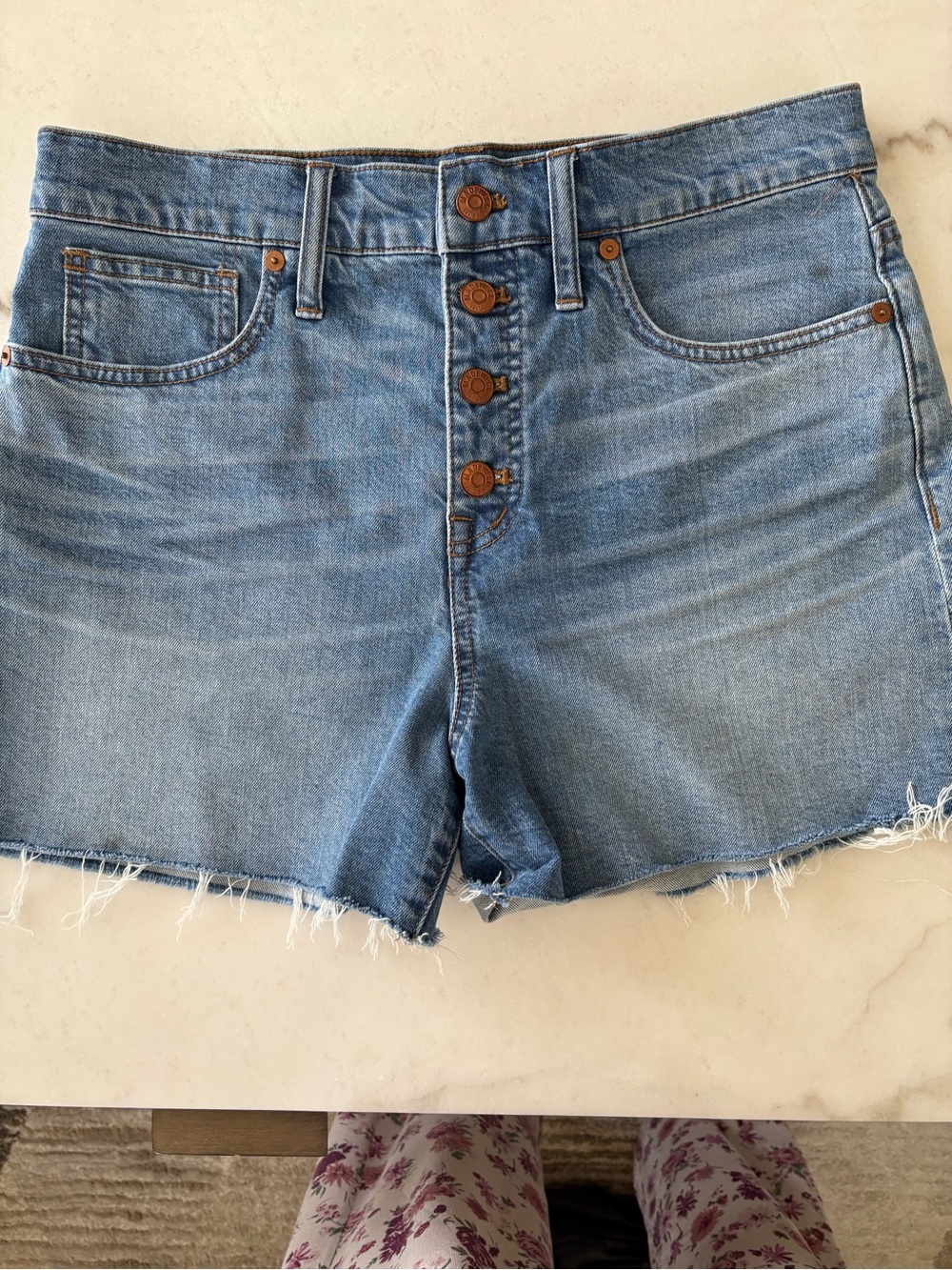 Madewell Light Blue Button-Fly Denim Shorts